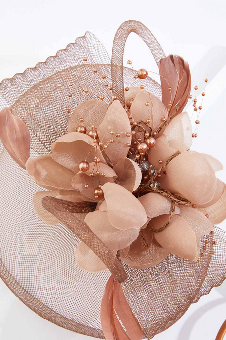 Cato Fashions Pearl Rhinestone Floral Mesh Fascinator