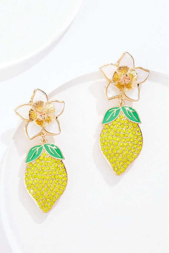 Cato Fashions Floral Lemon Embellished Earrings