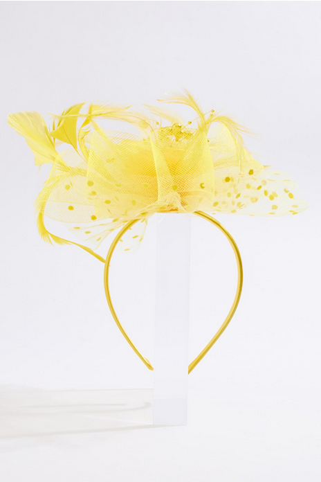 Cato Fashions Yellow Dotted Rose Fascinator