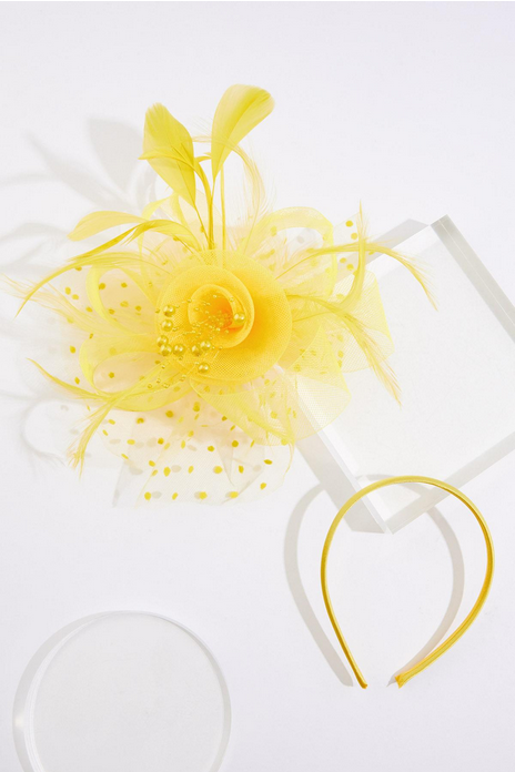 Cato Fashions Yellow Dotted Rose Fascinator