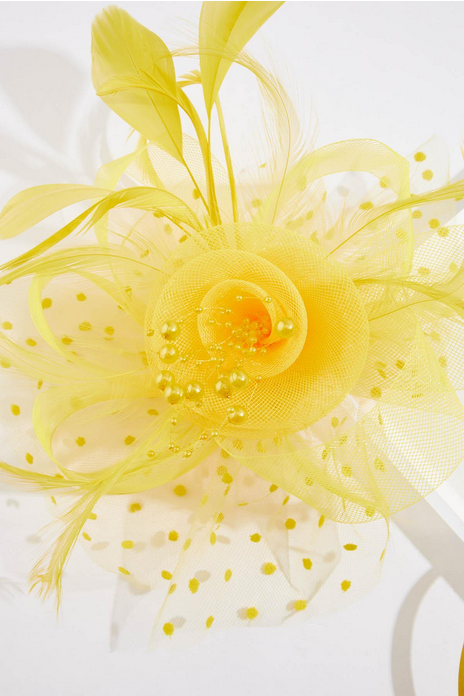 Cato Fashions Yellow Dotted Rose Fascinator