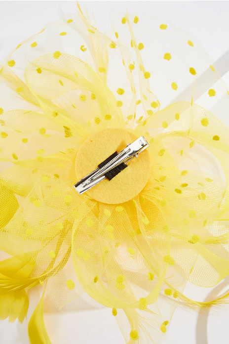 Cato Fashions Yellow Dotted Rose Fascinator