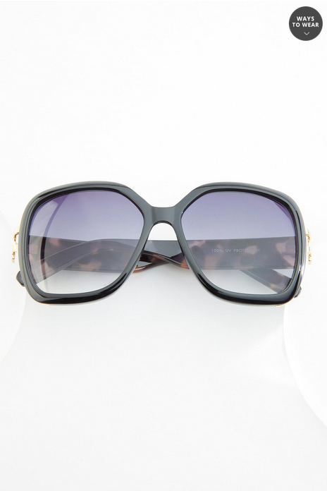 Cato Fashions Oversized Tortoise Shell Arm Sunglasses