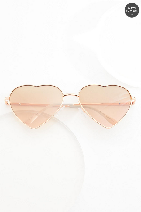 Cato Fashions Rose Gold Heart Frame Sunglasses