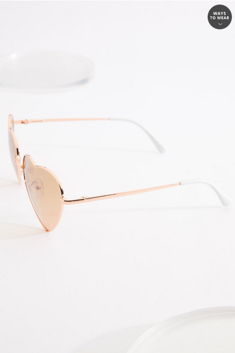 Cato Fashions Rose Gold Heart Frame Sunglasses