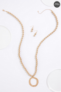 Cato Fashions Colorful Wood Bead Circle Pendant Necklace Set