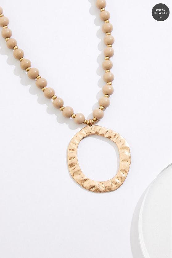 Cato Fashions Colorful Wood Bead Circle Pendant Necklace Set