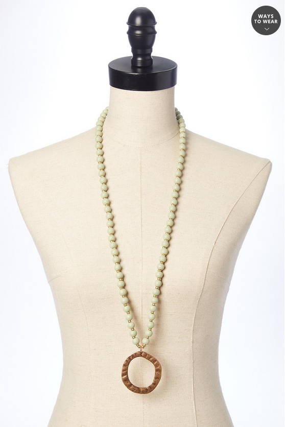 Cato Fashions Colorful Wood Bead Circle Pendant Necklace Set
