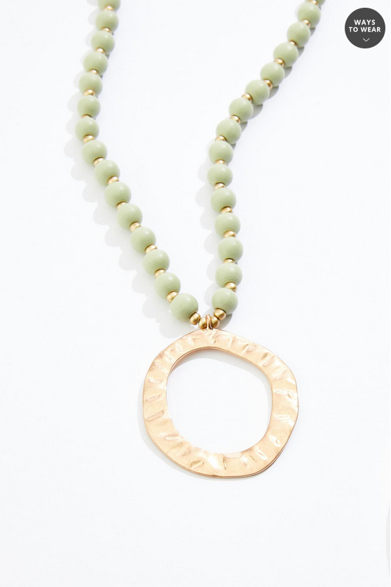 Cato Fashions Colorful Wood Bead Circle Pendant Necklace Set