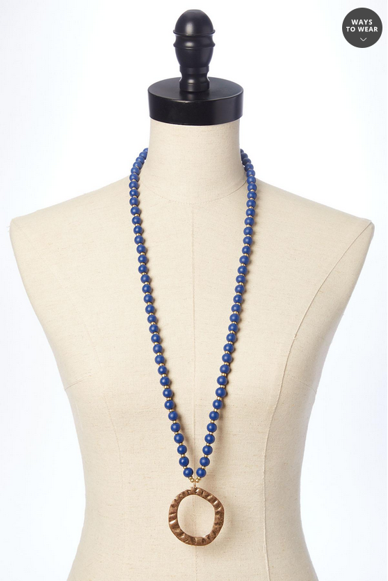 Cato Fashions Colorful Wood Bead Circle Pendant Necklace Set