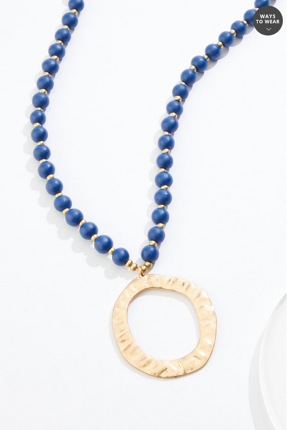 Cato Fashions Colorful Wood Bead Circle Pendant Necklace Set
