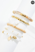 Cato Fashions Neutral Beaded Stretch Bracelet Set