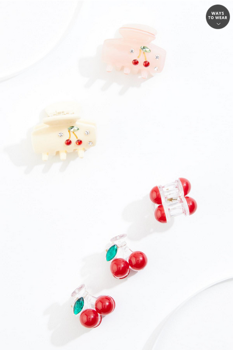 Cato Fashions Mini Cherry Claw Clip Set