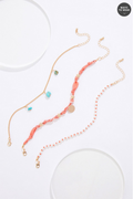 Cato Fashions Semi- Precious Fabric Layered Chain Anklet