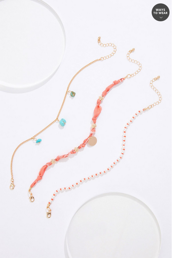 Cato Fashions Semi- Precious Fabric Layered Chain Anklet