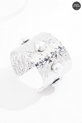 Cato Fashions Pearl Studded Silver Cuff Bracelet