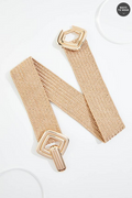 Cato Fashions Plus Size Gold Diamond Buckle Raffia Stretch Belt