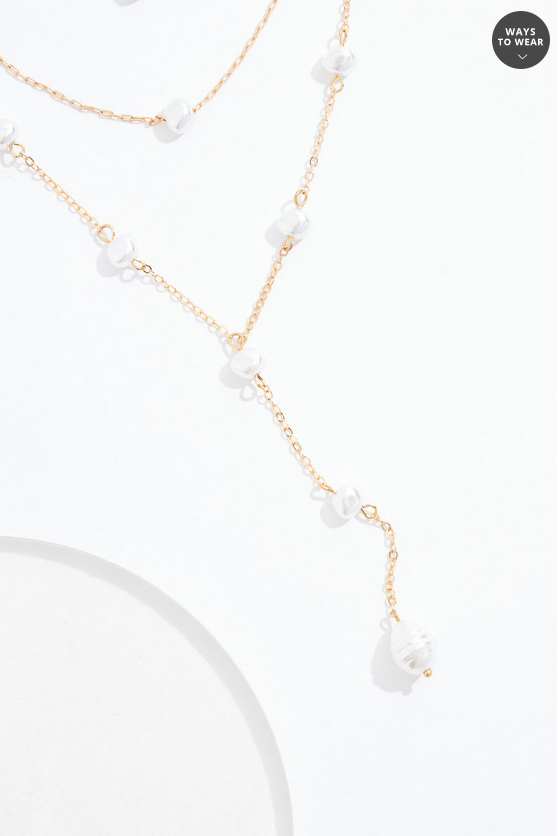 Cato Fashions Delicate Gold Layered Pearl Y Necklace