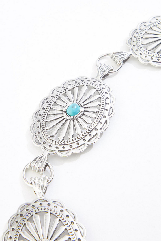 Cato Fashions Plus Size Silver Turquoise Chain Belt