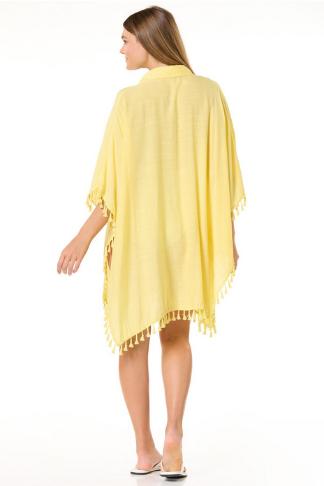 Cato Fashions Tasseled Button Down Coverup