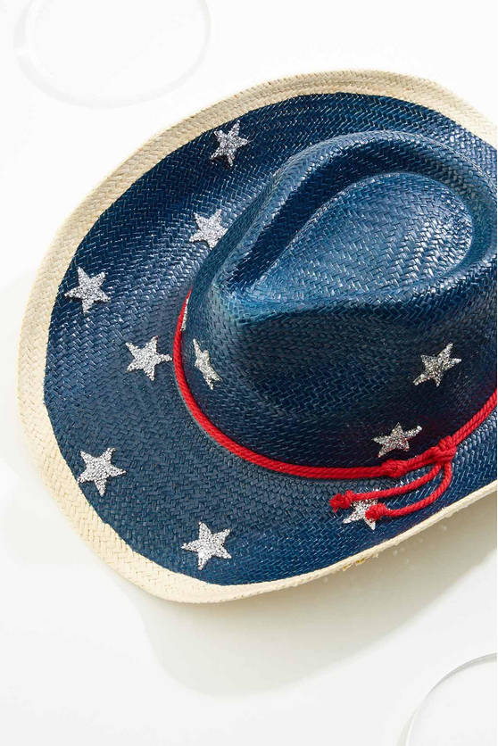 Cato Fashions Star Embellished Straw Cowboy Hat