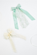 Cato Fashions Satin Lace Bow Set