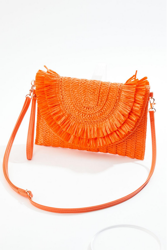 Cato Fashions Paper Straw Fringe Wristlet