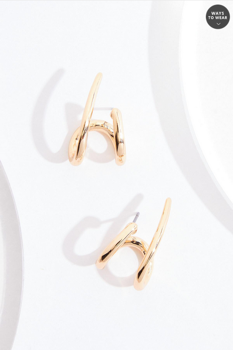 Cato Fashions Gold Cuff Outline Earrings