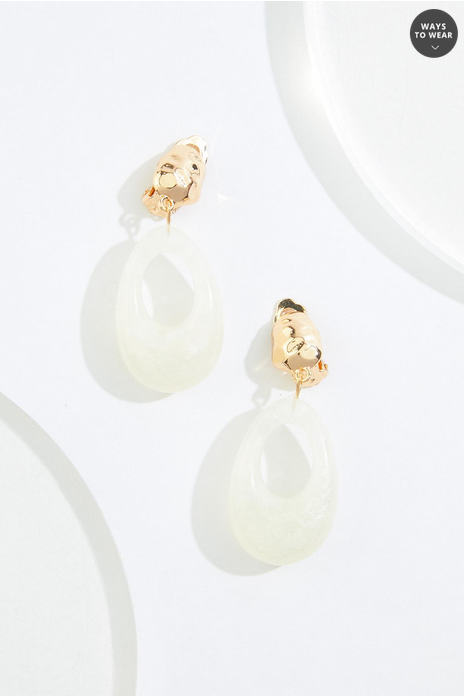 Cato Fashions Clip- On Lucite Oval Earrings