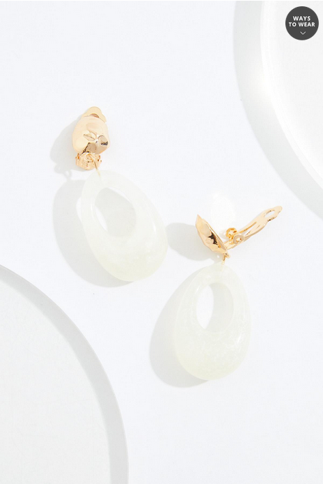 Cato Fashions Clip- On Lucite Oval Earrings