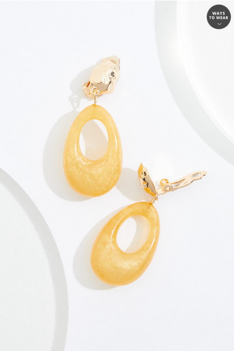 Cato Fashions Clip- On Lucite Oval Earrings