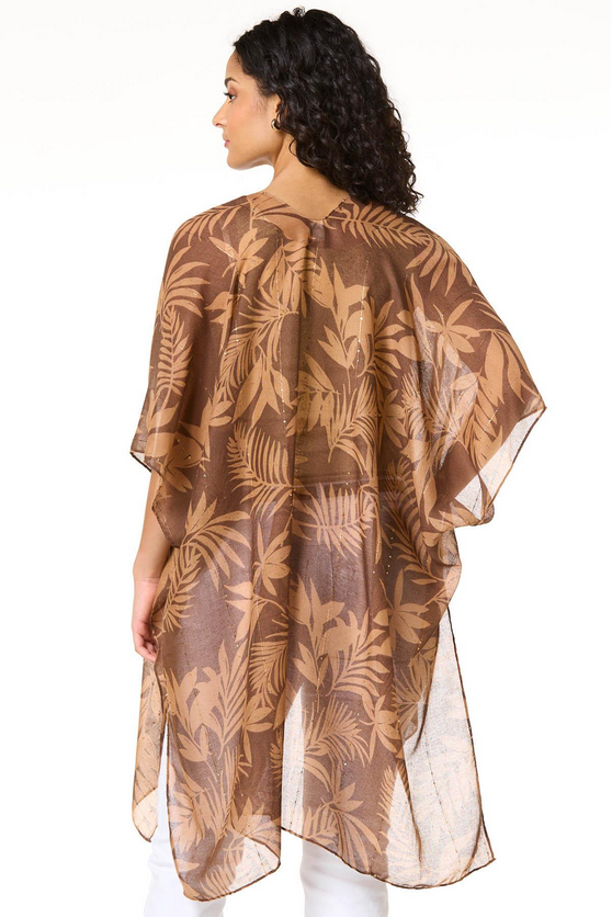 Cato Fashions Palm Sequin Kimono