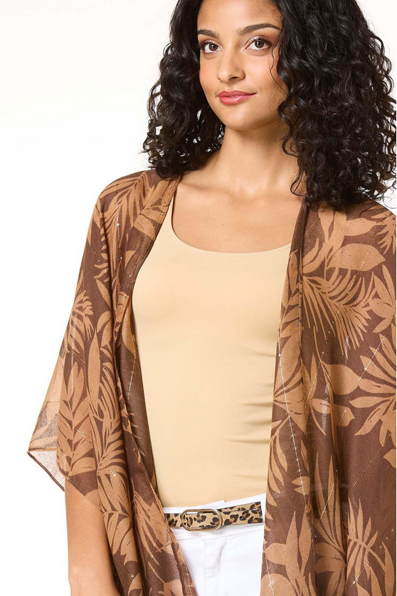 Cato Fashions Palm Sequin Kimono