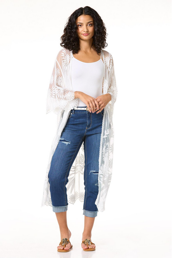 Cato Fashions White Lace Kimono