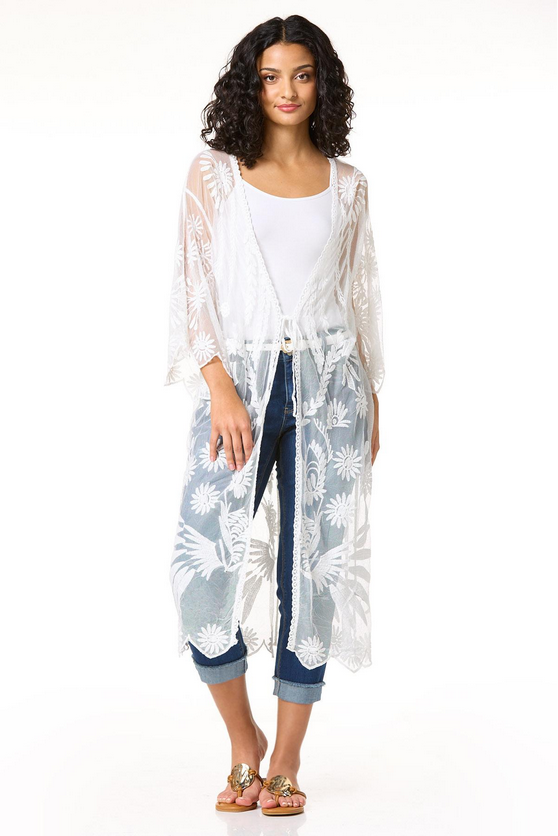 Cato Fashions White Lace Kimono