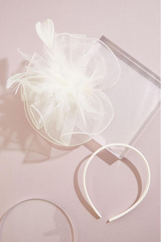 Cato Fashions White Feather Mesh Fascinator