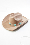 Cato Fashions Festival Faux Suede Turquoise Heart Trim Cowboy Hat