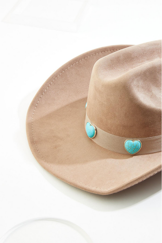 Cato Fashions Festival Faux Suede Turquoise Heart Trim Cowboy Hat