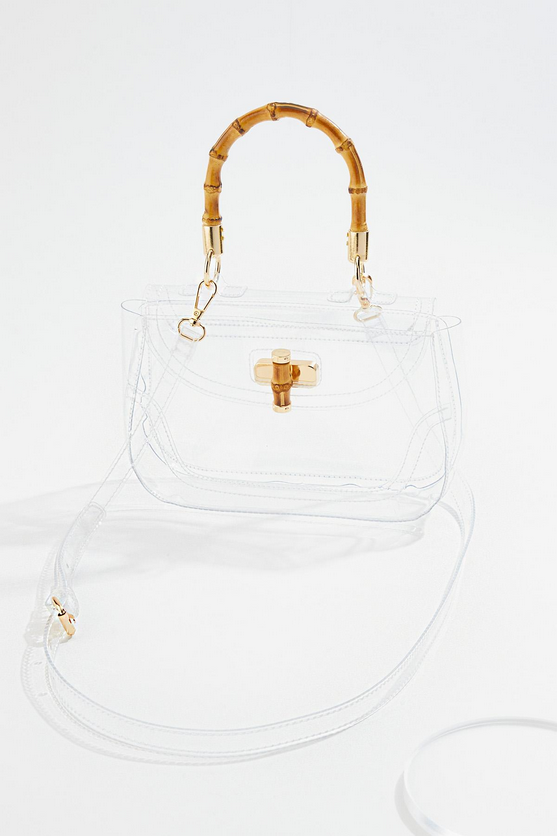 Cato Fashions Clear Bamboo Top Handle Crossbody