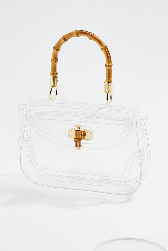 Cato Fashions Clear Bamboo Top Handle Crossbody