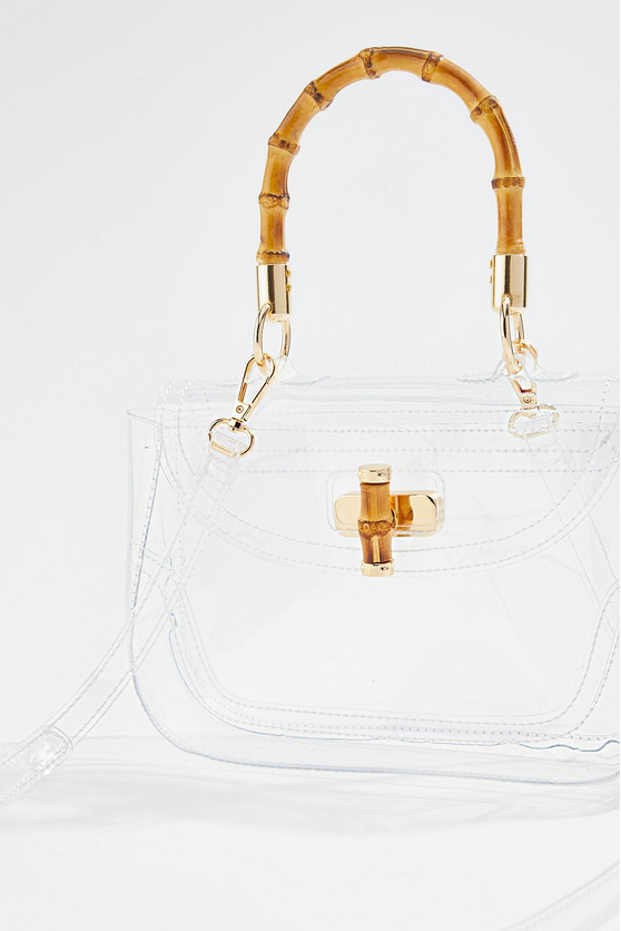 Cato Fashions Clear Bamboo Top Handle Crossbody