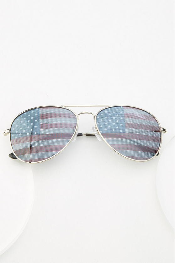 Cato Fashions Metal American Flag Aviator Sunglasses