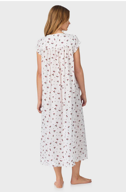 Lanz of Salzburg Women's Strawberry Jubilee Cotton Lawn Cap Sleeve Long Nightgown