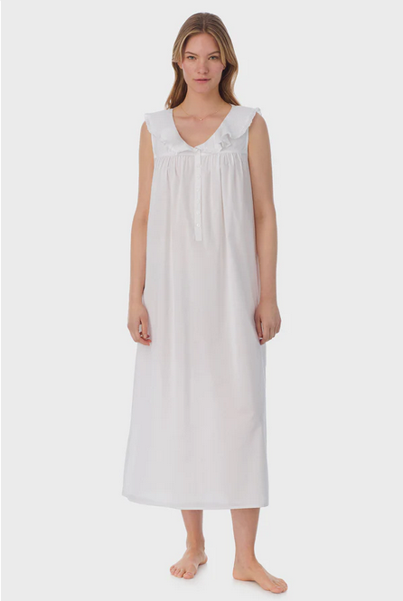 Lanz of Salzburg Women's White Cotton Dream Long Nightgown