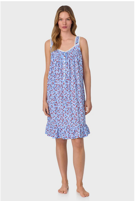 Lanz of Salzburg Women's Blue Skies & Berries Cotton Knit Short Nightgown