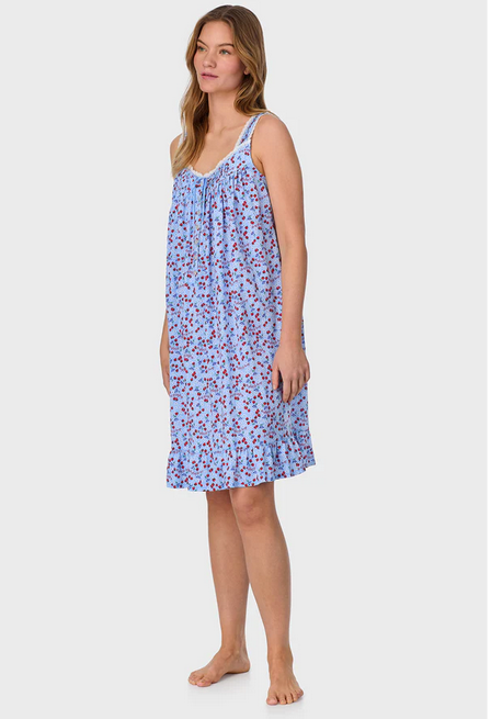 Lanz of Salzburg Women's Blue Skies & Berries Cotton Knit Short Nightgown