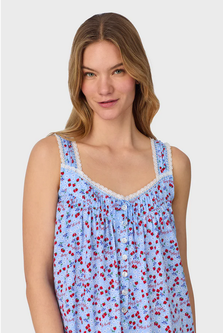Lanz of Salzburg Women's Blue Skies & Berries Cotton Knit Short Nightgown
