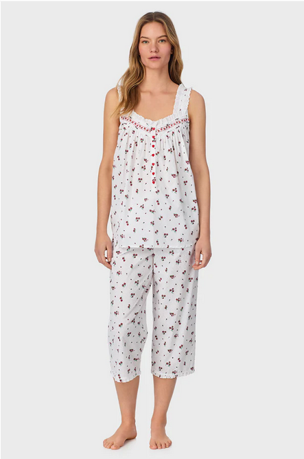 Lanz of Salzburg Women's Strawberry Jubilee Cotton Lawn Capri Pajama