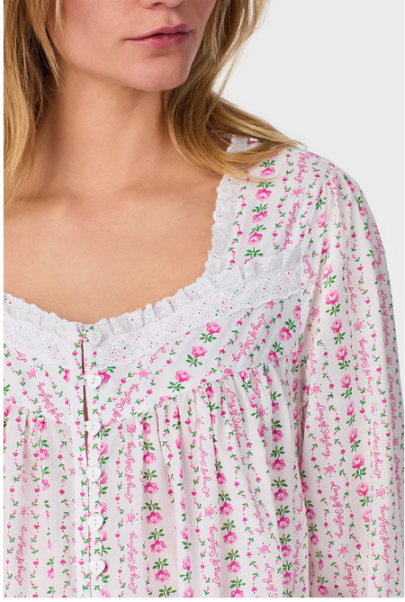 Lanz of Salzburg Women's Rosey Tyrolean Cotton Lawn Ballet Button Front Robe