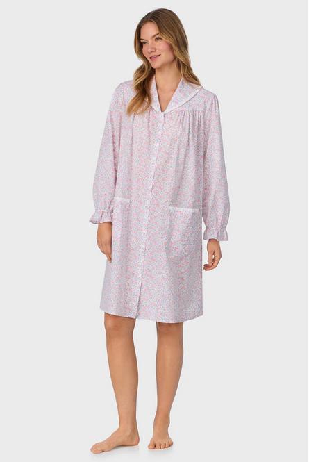 Lanz of Salzburg Women's Grandma's Garden Cotton Dream Long Sleeve Short Button Front Robe